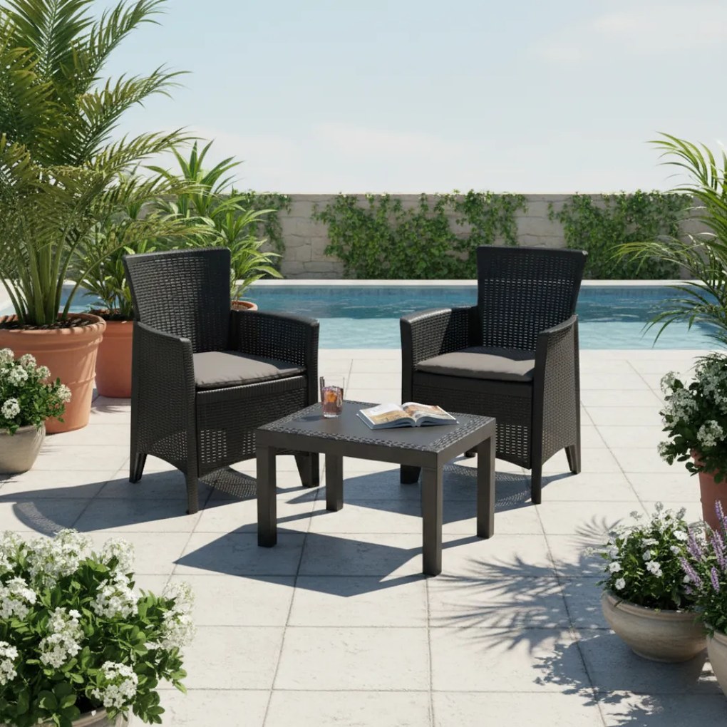 Kerti garnitúra FOREST, 3 részes, antracit színben I.P.A.E-Progarden