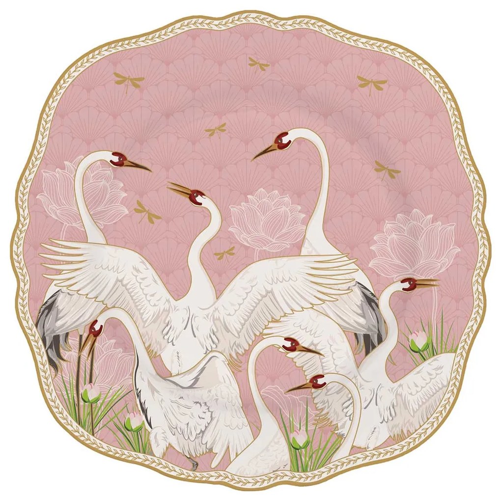 Porcelán desszertes tányér Dancing Herons