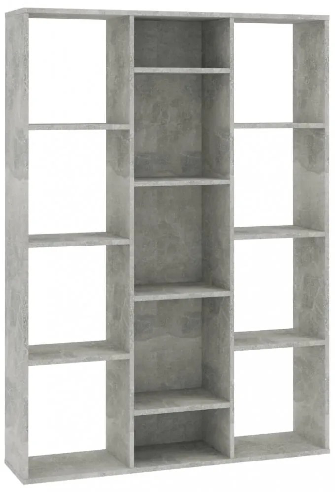 betonszürke térelválasztó/könyvszekrény 100 x 24 x 140 cm
