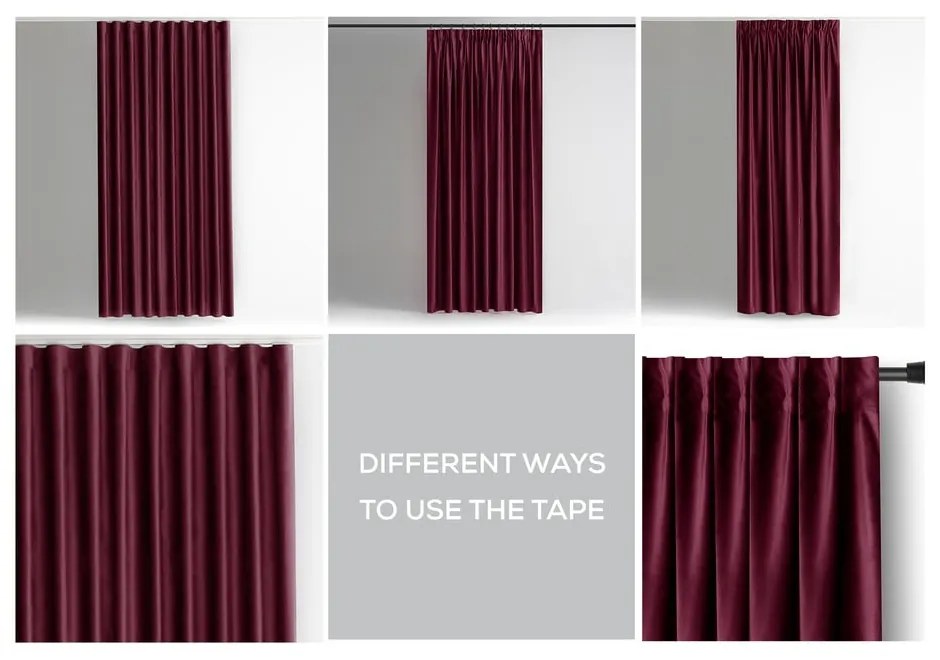 Borvörös bársony dimout (részleges sötétítő) függöny 140x245 cm Pleat – Restilo