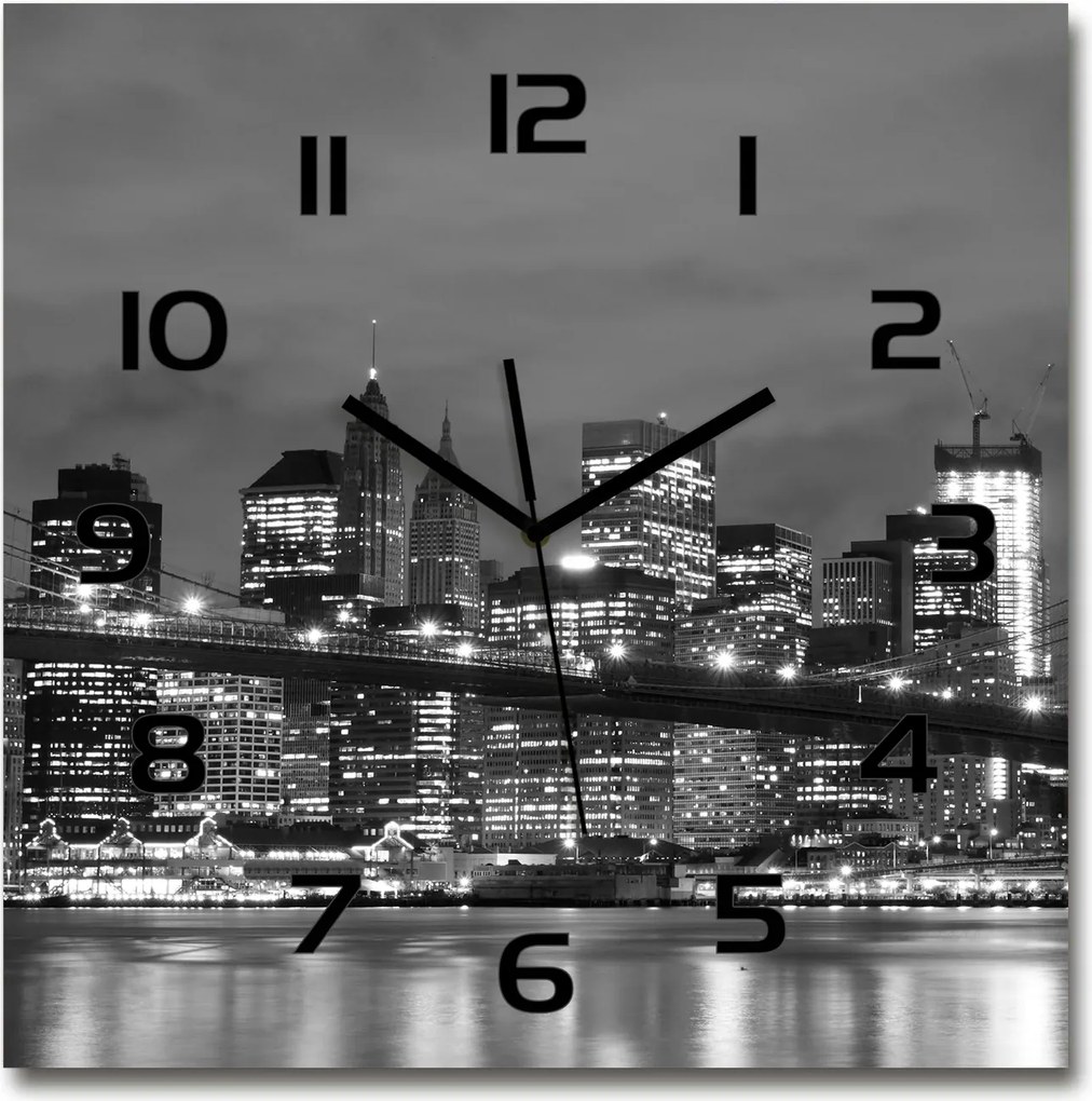 Csendes üveg falióra Manhattan New York 60x60 cm