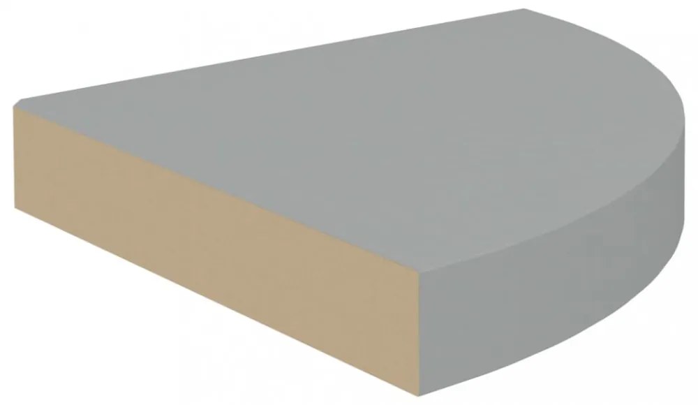 2 db szürke MDF lebegő sarokpolc 25 x 25 x 3,8 cm