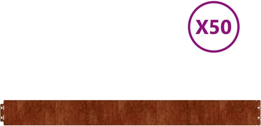 vidaXL 50 db rugalmas corten acél gyepszegély 10 x 103 cm