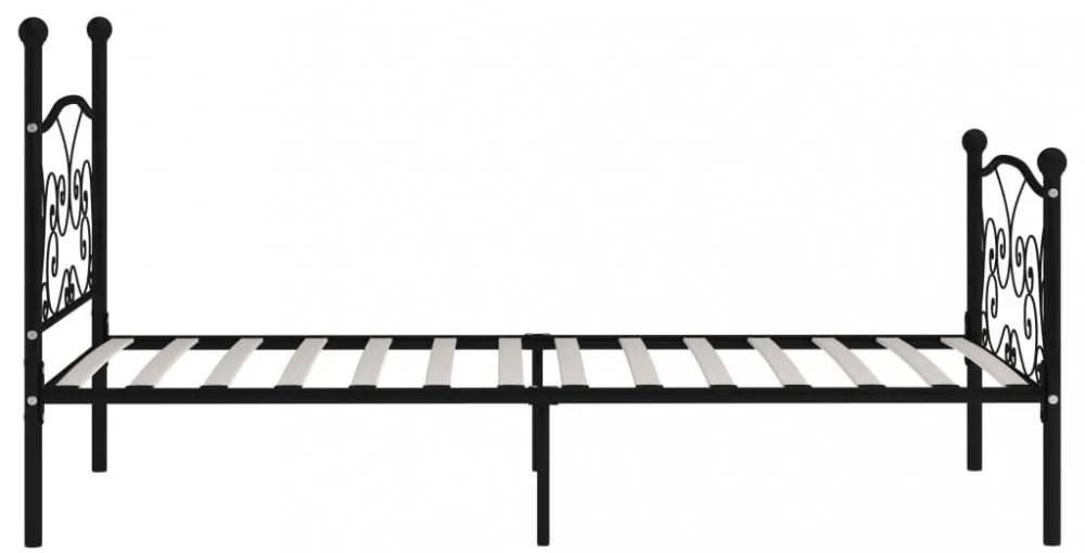 fekete fém ágykeret lécezett ágyráccsal 100 x 200 cm