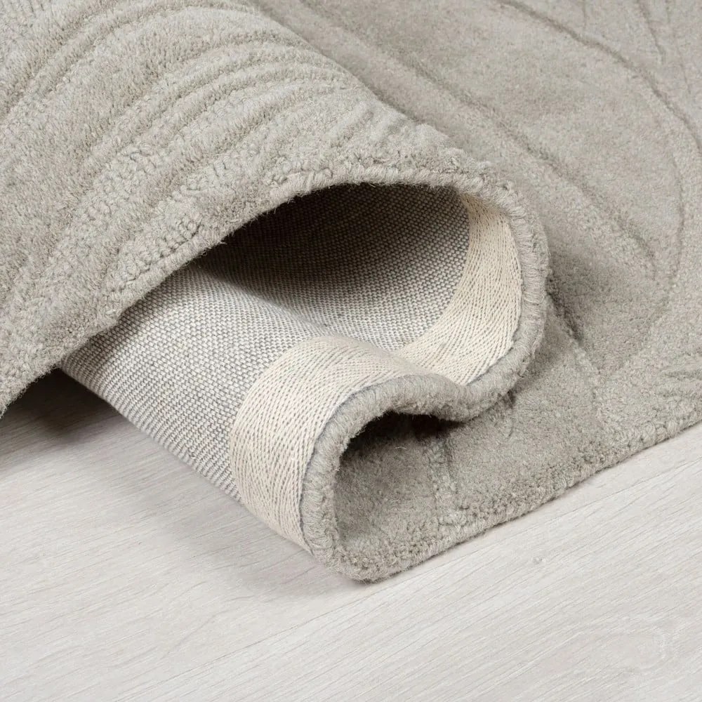 Világosszürke gyapjú szőnyeg 200x290 cm Lino Leaf – Flair Rugs