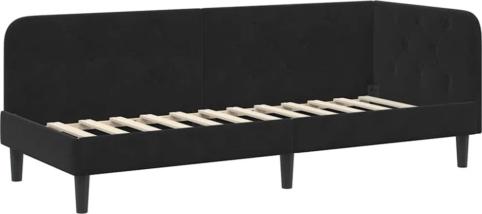 vidaXL Sarokágy keret fejtámlával Fekete 80 x 200 cm Bársony