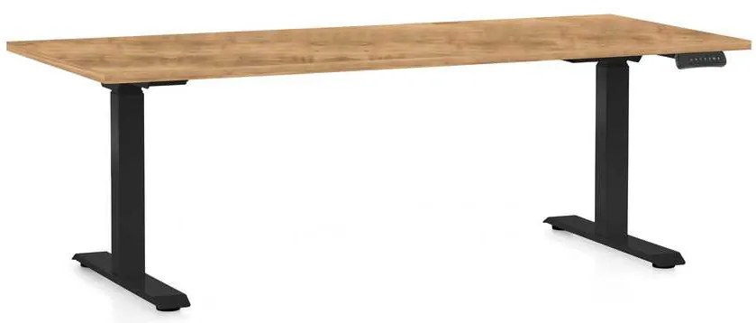 OfficeTech C állítható magasságú asztal, 180 x 80 cm, fekete alap, arany tölgy