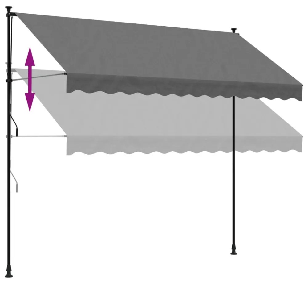 antracit szövet és acél feltekerhető napellenző 300 x 150 cm
