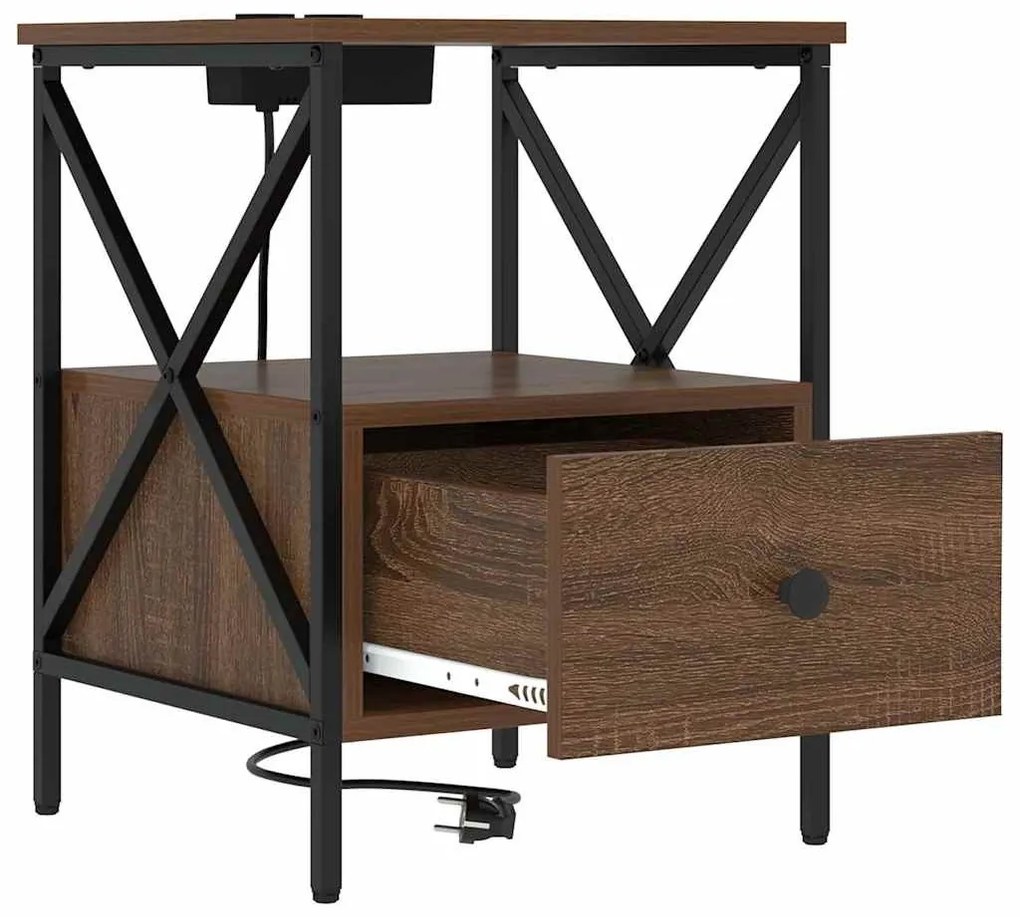 vidaXL Éjjeliszekrény 2 pcs Barna Tölgy 41,5 x 40,5 x 55 cm Faanyag