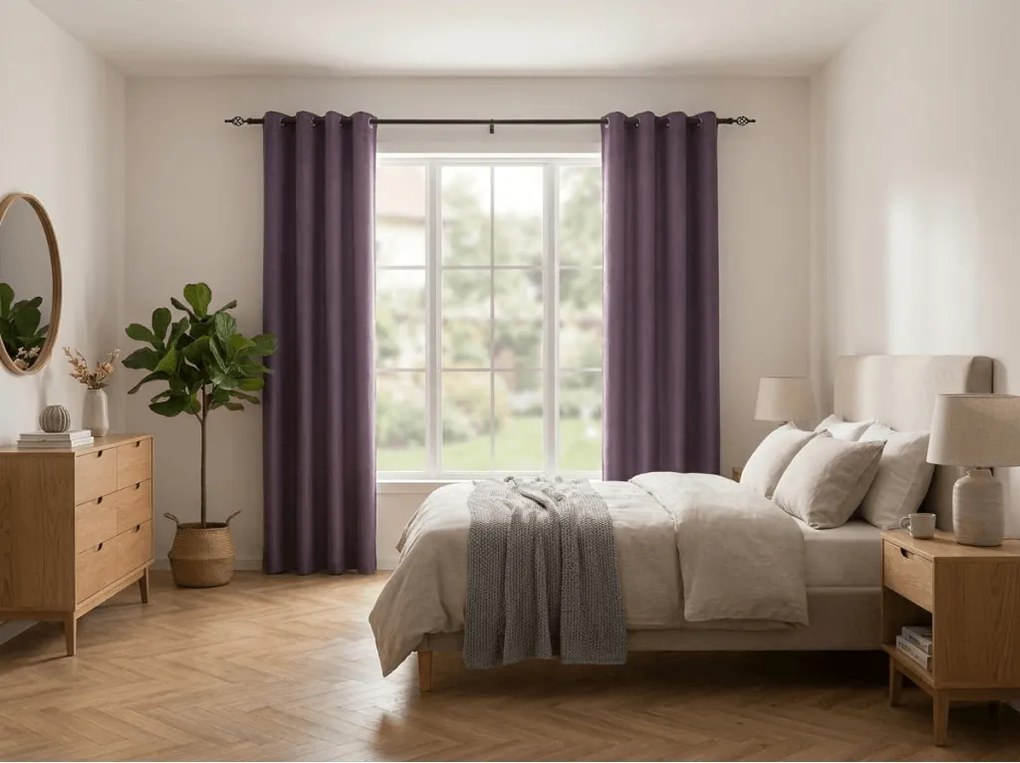 Sötétítő függöny DUNES VELVET 140x250 cm, lila Felfüggesztés: Hullámos sínszalag