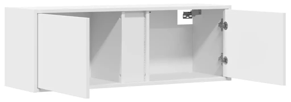 fehér falra szerelhető TV-szekrény LED-lámpákkal 100x31x35 cm