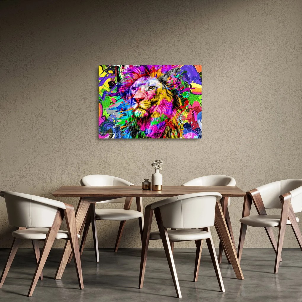 Kép - Oroszlán 3D-s képe (üvegen) (70x50 cm)