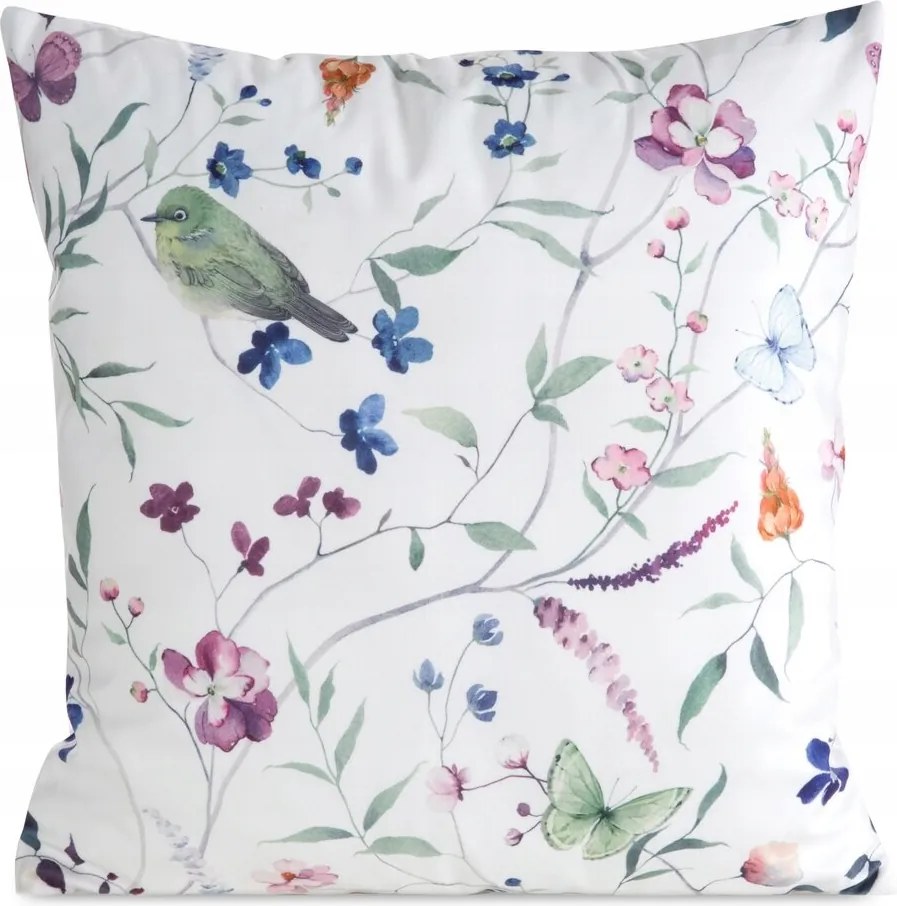 Dekoratív párnahuzat Mink 45x45 Eurofirany fehér, apró nyári virágokkal