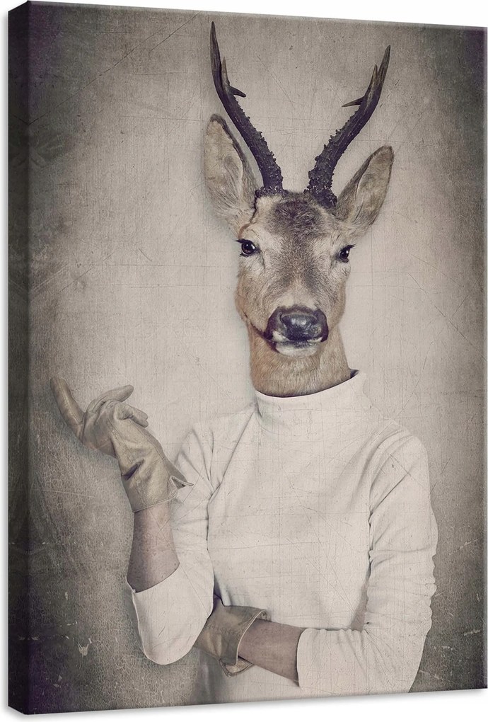 Vászonkép 50x70 Szarvas fej szarvak szürrealizmus antropomorfizmus furcsa