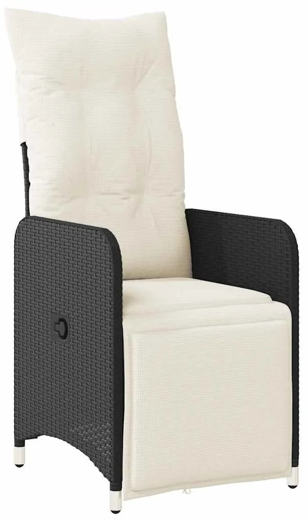 vidaXL 11 részes fekete polyrattan kerti bisztrógarnitúra párnákkal