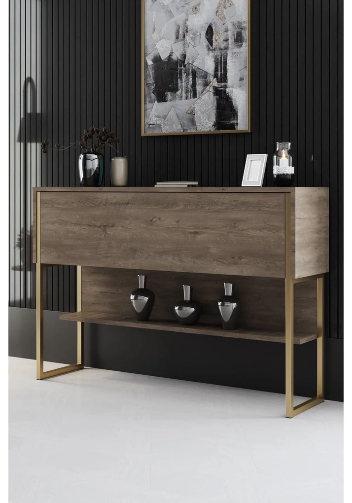 Komód Luxe - Gold, Walnut
