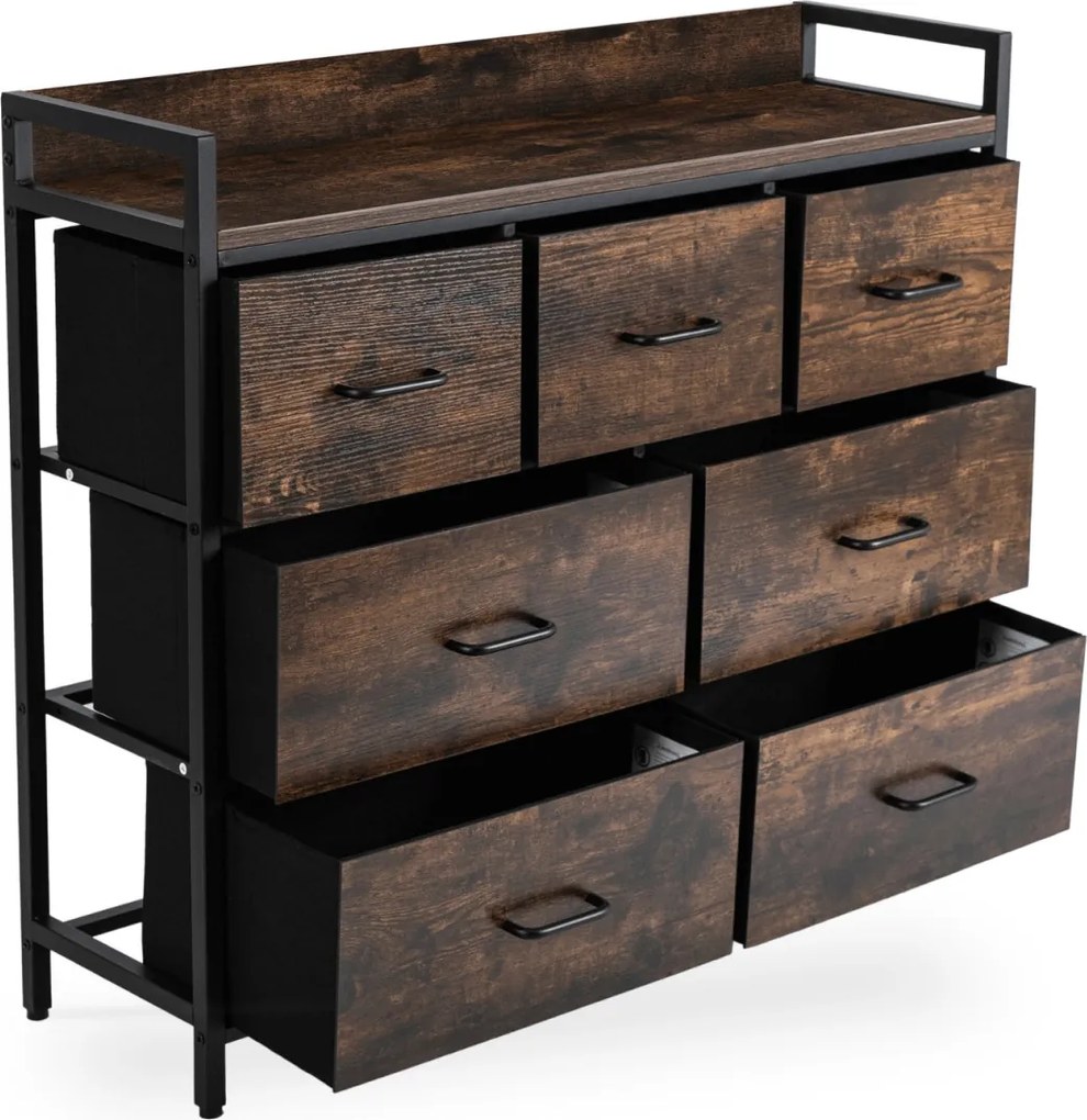 Komoda z Szufladami HUDSON 98 cm Dąb Rustykalny/Czarny