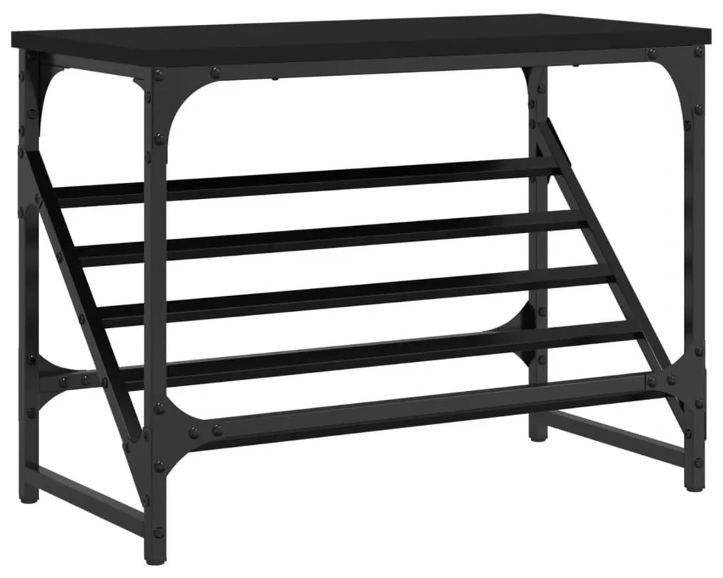fekete szerelt fa cipőtartó 60x30x45 cm