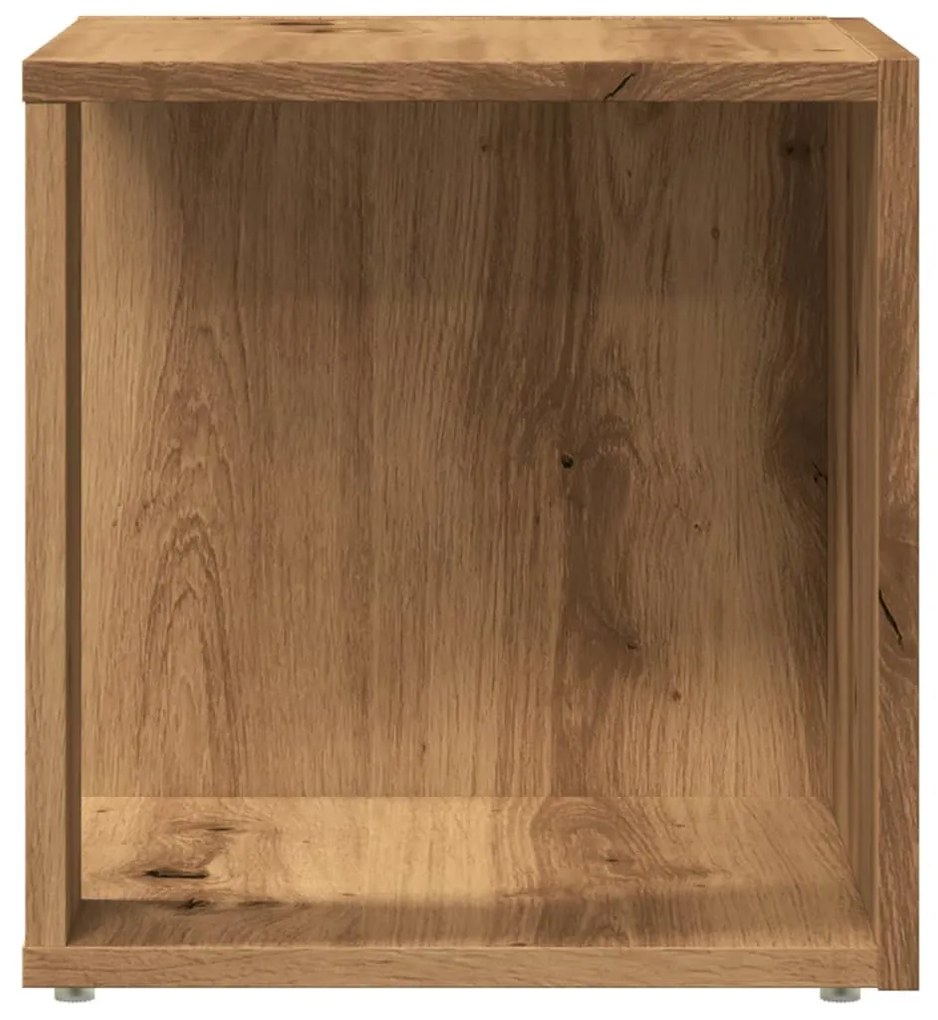 kézműves tölgy színű szerelt fa kisszekrény 33 x 33 x 34 cm