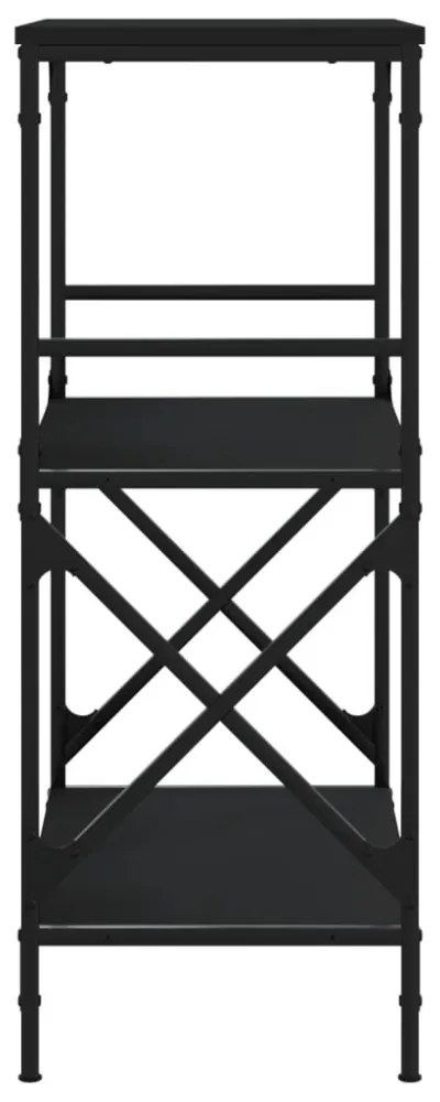 3 szintes fekete szerelt fa könyvespolc 59 x 35 x 90,5 cm