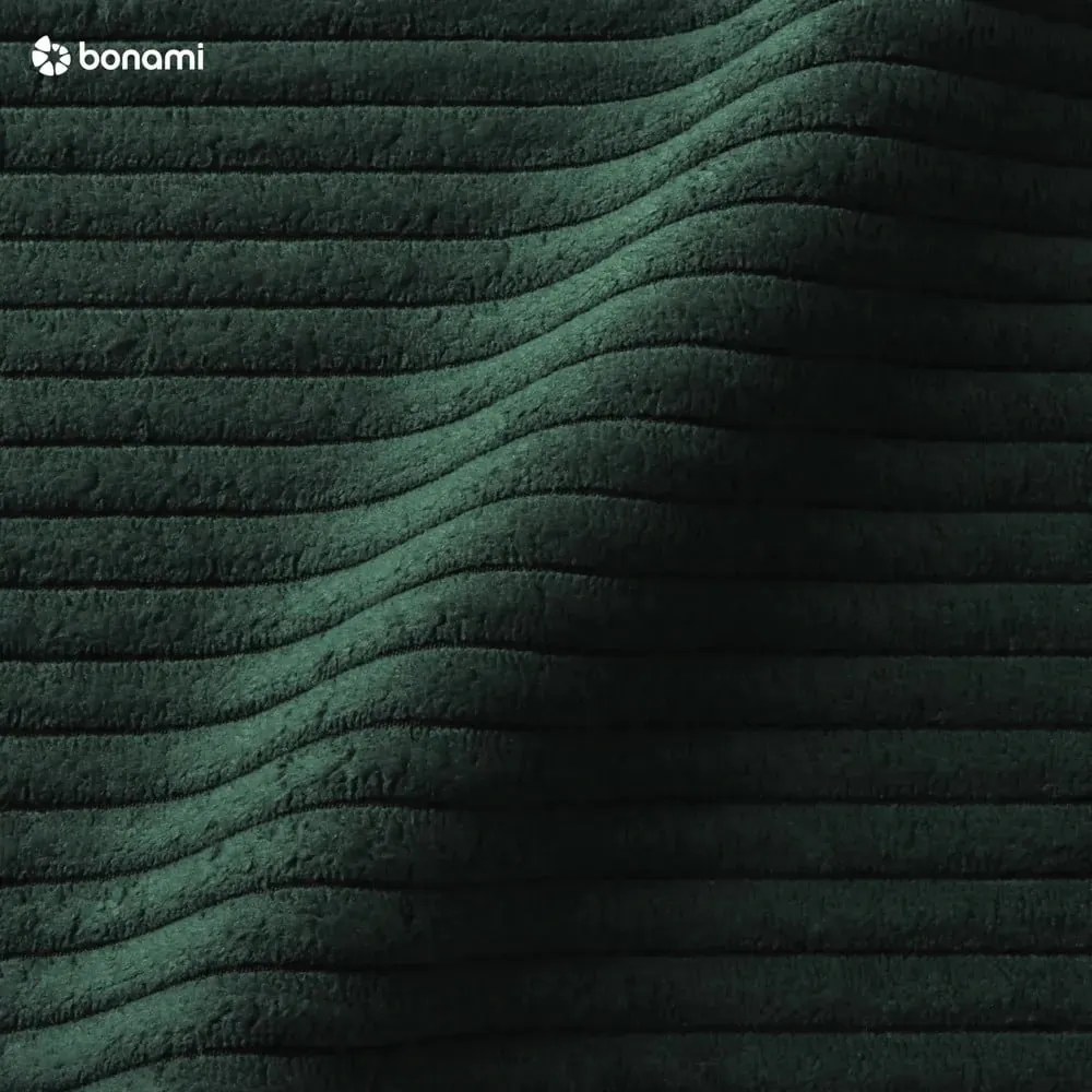 Zöld kordbársony kinyitható-tárolóhelyes sarokkanapé Voltaire – Bobochic Paris