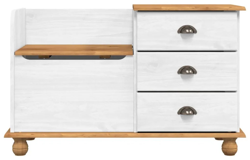 Bejárati tároló pad ASKIM Fehér 100x39x62 cm Masszív fa Fenyő