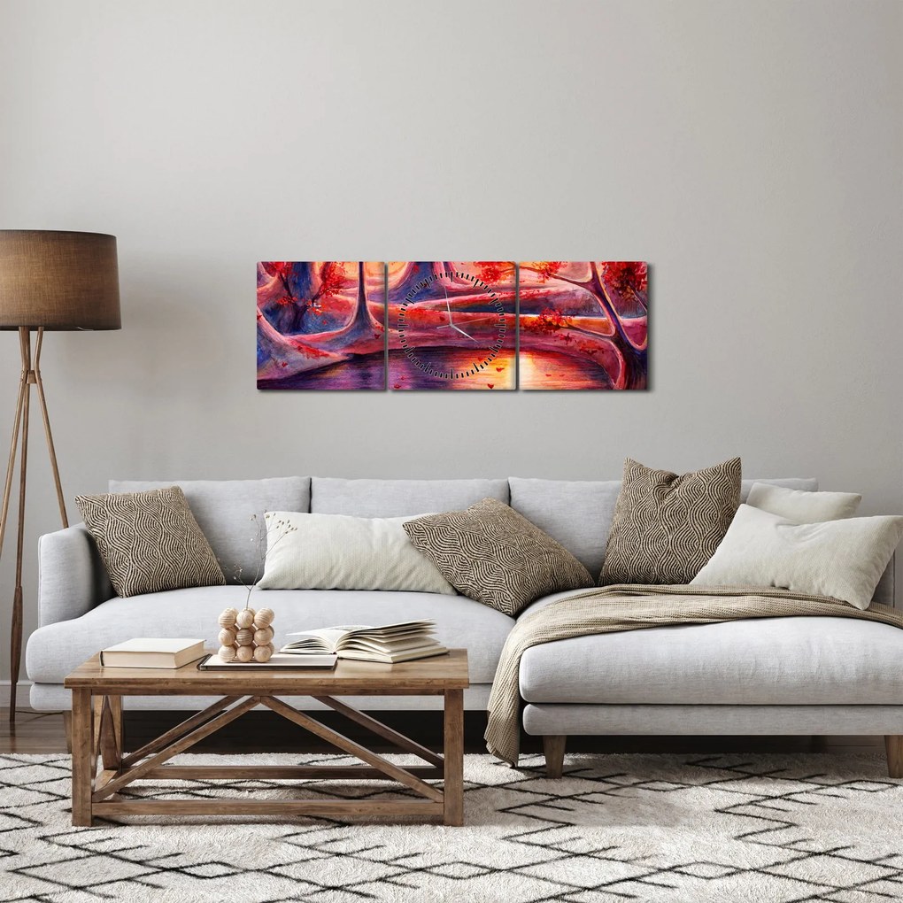 Egy varázslatos erdő képe (órával) (90x30 cm)
