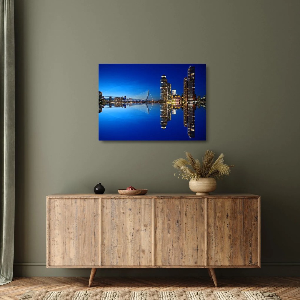 Kép - éjszaka Rotterdam (üvegen) (70x50 cm)