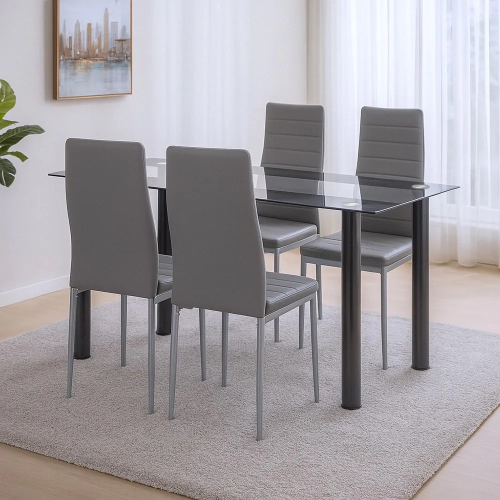 Denton 4+1 étkező garnitúra szürke-szürke