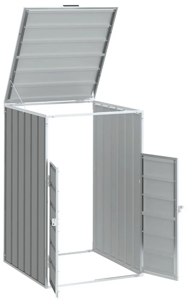 szürke acél kerekes szemetes tároló 1 szemeteskukához 72 x 81 x 115 cm