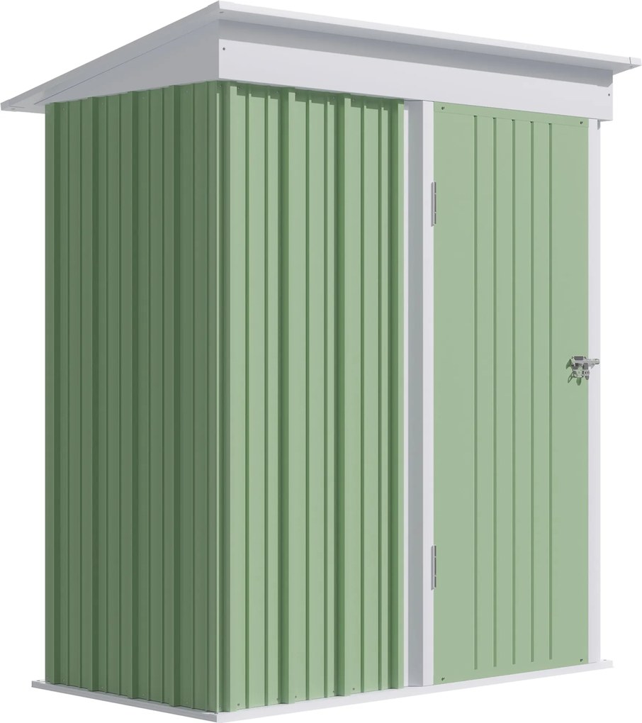 Outsunny Kicsi Acél Kerti Tároló Szekrény Zárható Ajtóval, 161x95x163/181cm, Zöld | Aosom