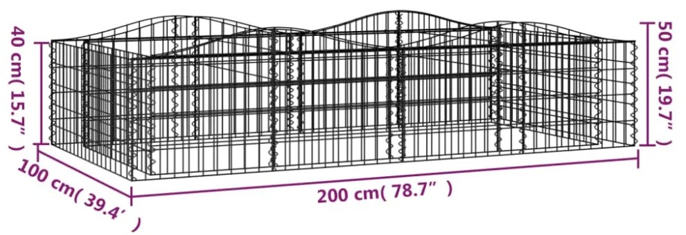 íves horganyzott vas gabion magaságyás 200x100x50 cm