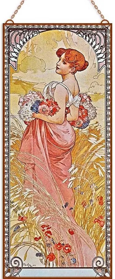 Alfons Mucha - Nyár (2) üvegkép, falikép