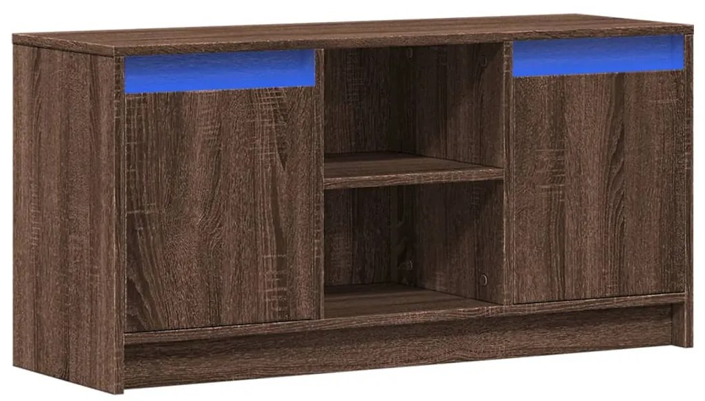 barna tölgy színű szerelt fa LED-es TV-szekrény 100x34x50 cm
