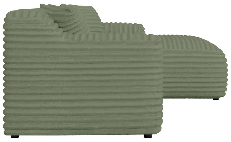 Zöld kordbársony sarokkanapé (jobb oldali-heverő résszel) Martin – Ropez