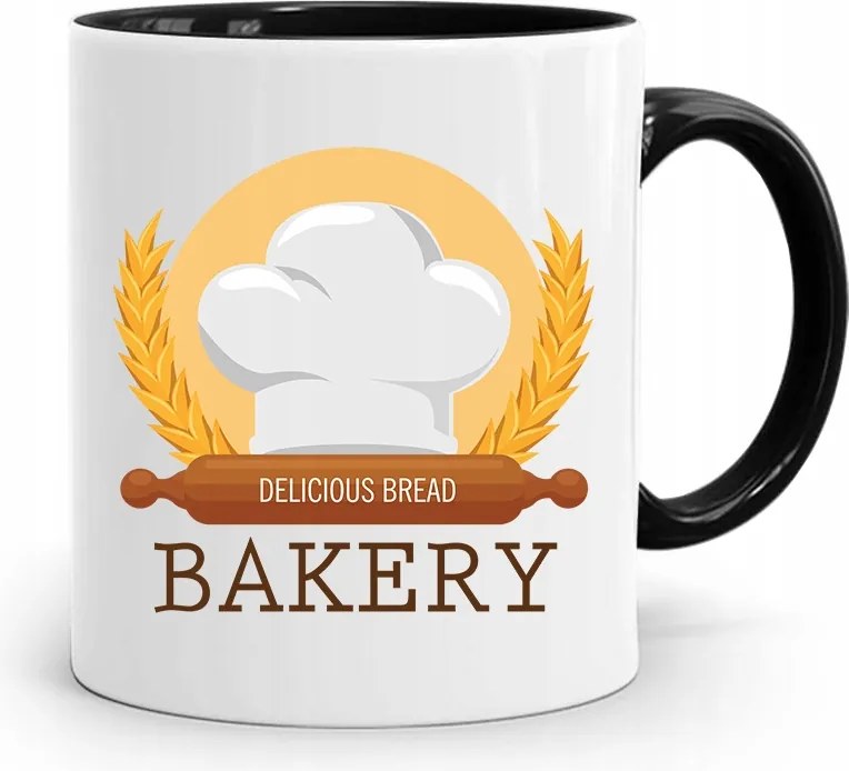 Fekete Bögre Ajándék Bakery Péknek, fényképes nyomattal