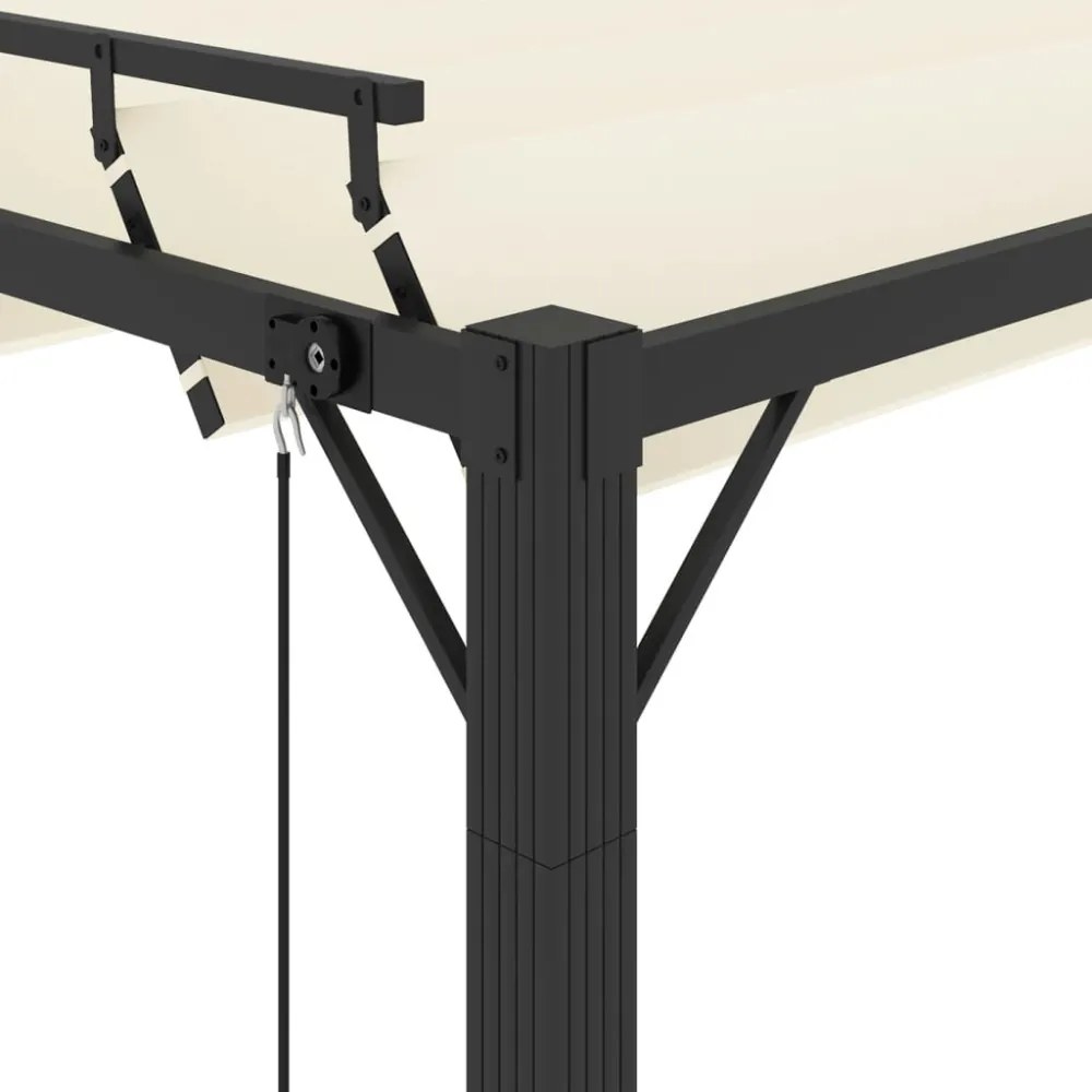 krémszínű szövet és alumínium pavilon lamellás tetővel 3 x 4 m