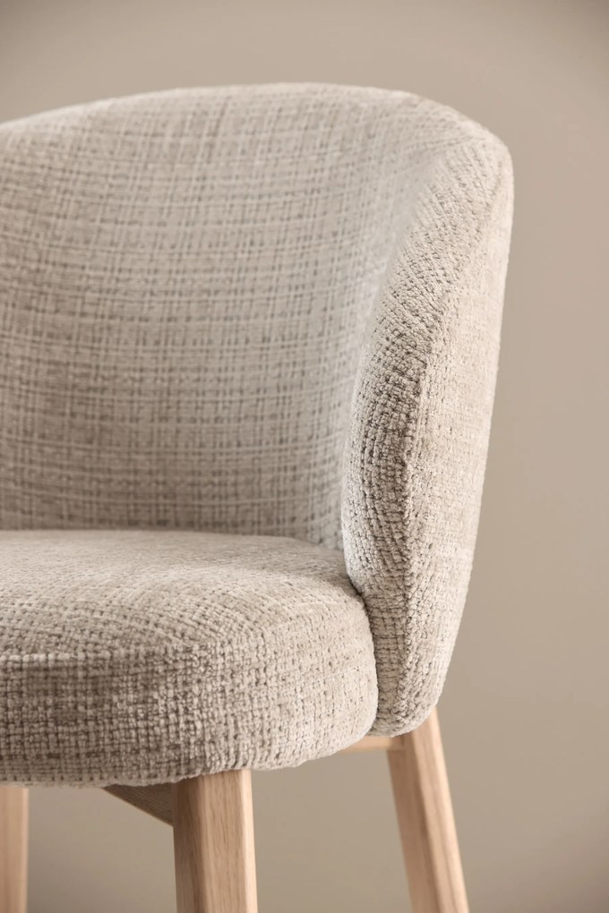 MAZZONI EXPORT DEBORA Bézs (Juto 4 szövet)/lakkozott tölgyfa váz - RETRO FA KAGYLÓSZÉK NAPPALIBA ÉTKEZŐBE IRODÁBA