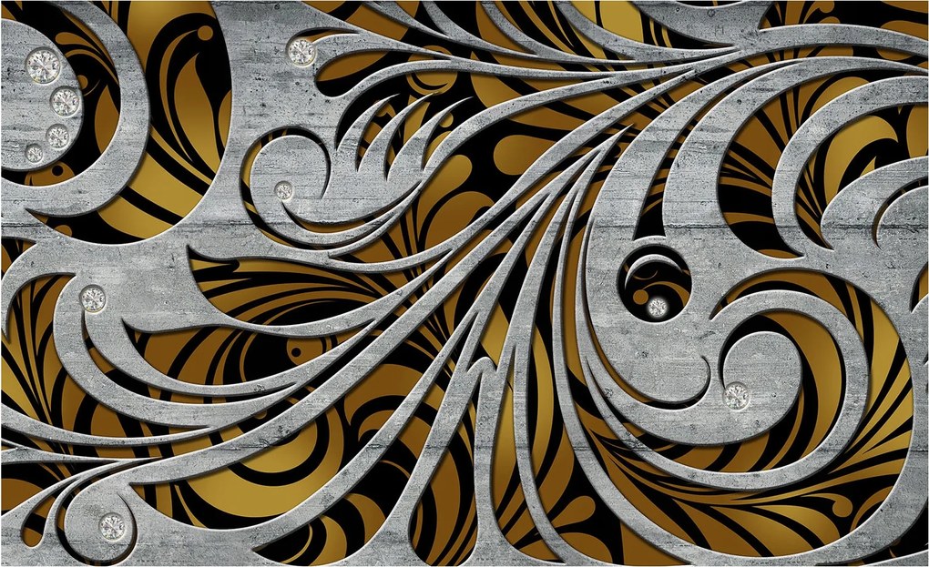 Fotótapéta Absztrakt Modern Geometria Metál Kövek 200x140 +ragasztó