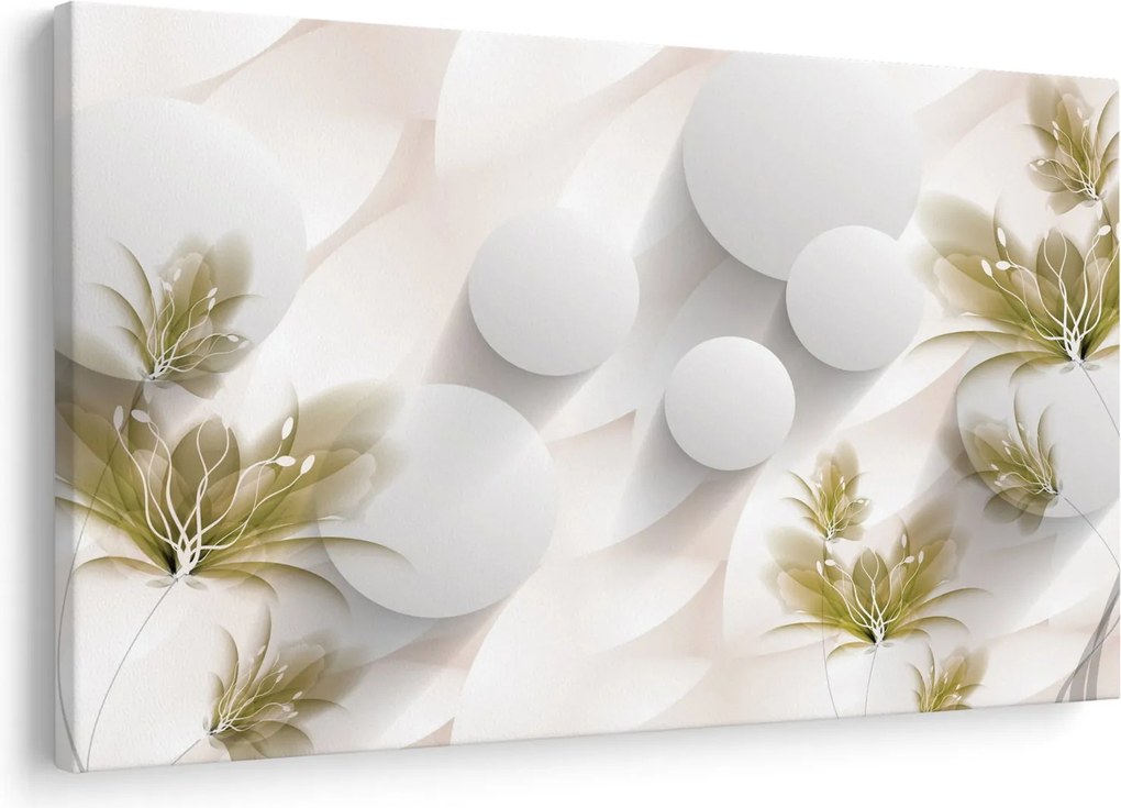 Kép - 3D körök virágokkal (90x60 cm)