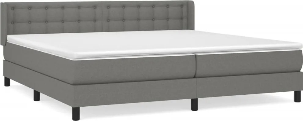vidaXL sötétszürke szövet rugós ágy matraccal 200 x 200 cm