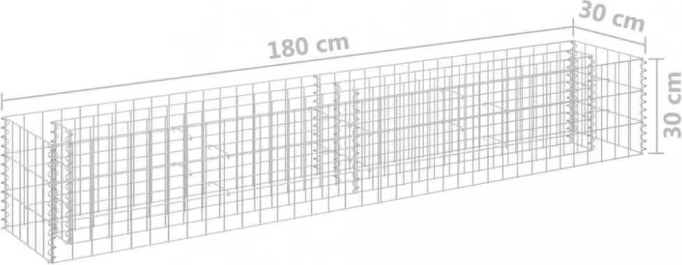 horganyzott acél gabion magaságyás 180 x 30 x 30 cm