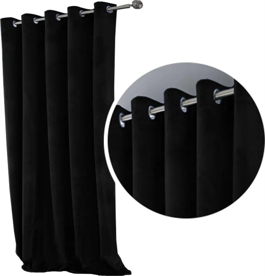 Vastag Velúr Függöny Velvet Bársony Velúr 175x245 Fekete