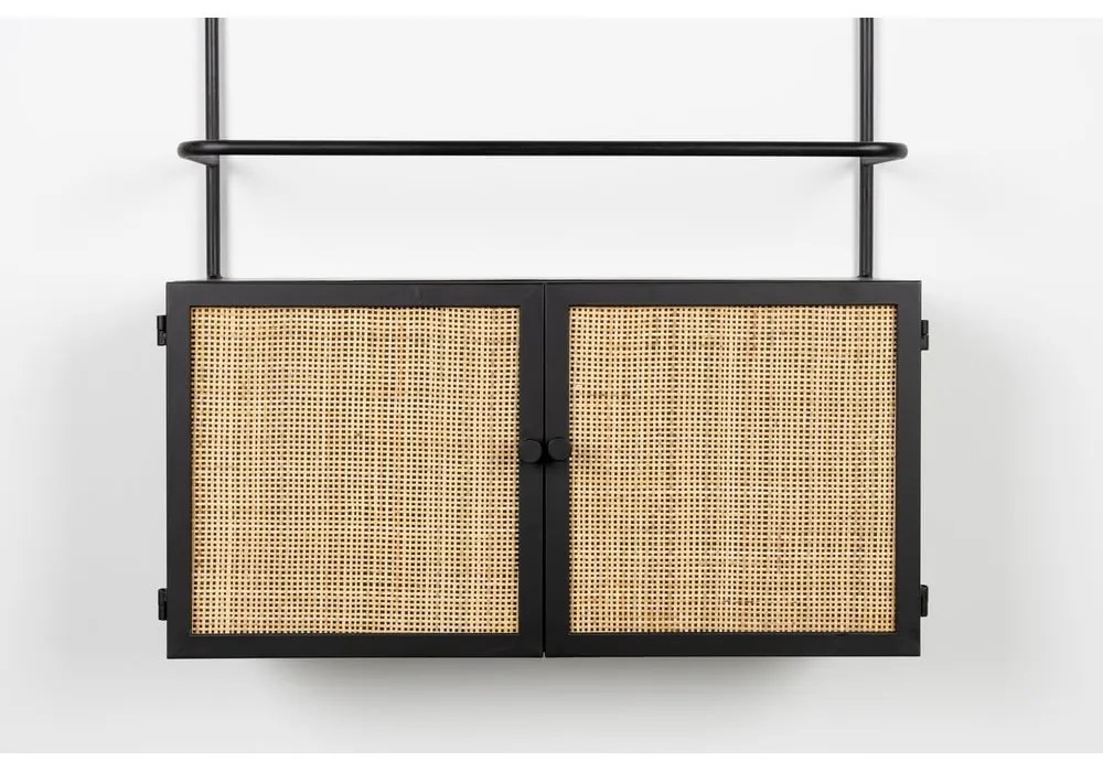 Fekete rattan bortartó szekrény Guuji - White Label