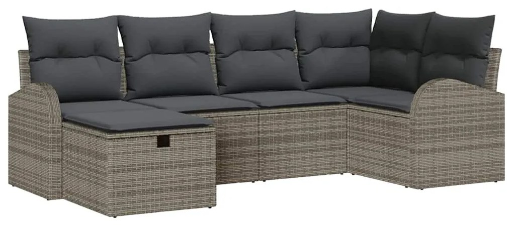 Kerti Kanapé Szett 6 pcs Szürke 234 x 124 x 85 cm Poli rattan