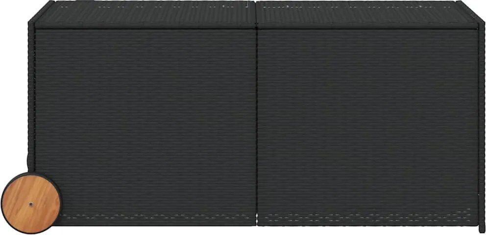 vidaXL fekete polyrattan kerti tárolóláda kerekekkel 283 L