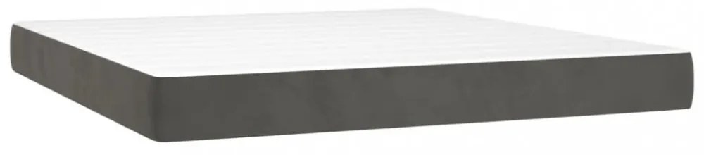 sötétszürke bársony rugós és LED-es ágy matraccal 160x200 cm