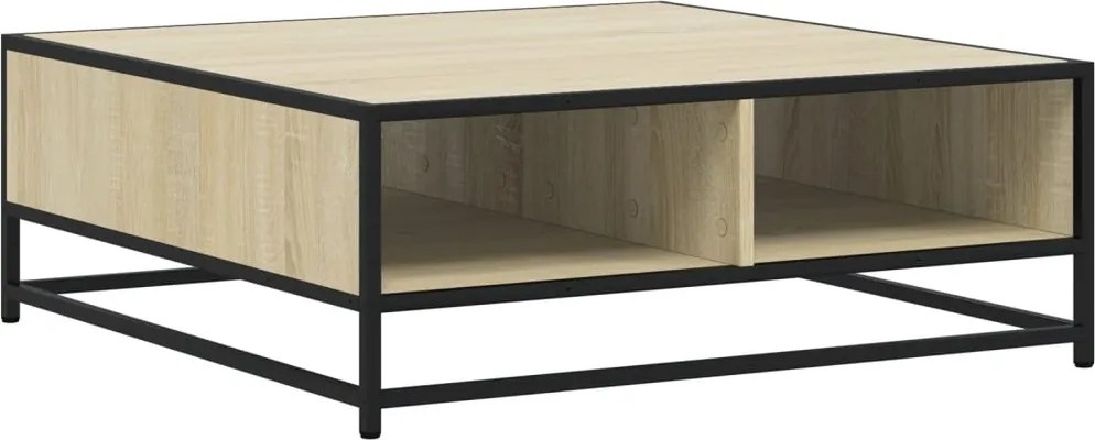 vidaXL sonoma tölgy szerelt fa és fém dohányzóasztal 80 x 80 x 30 cm