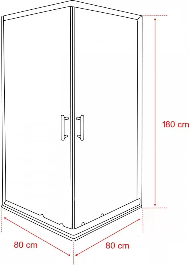 Spirit Matt 80x80x180 cm-es szögletes zuhanykabin, zuhanytálca nélkül