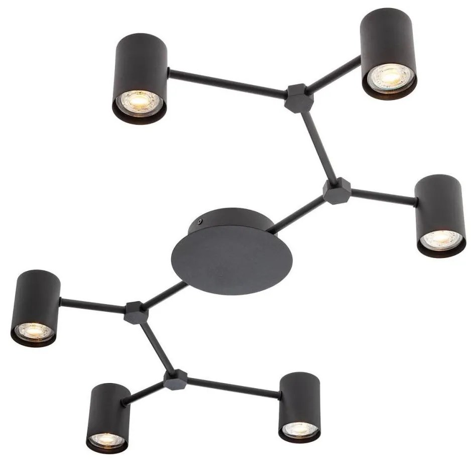 Redo 01-4048 - Spotlámpa WEBB 6xGU10/10W/230V fekete